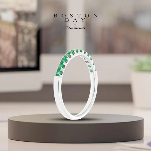 Miniatura 5 de Boston Bay Diamonds 10K Gold Gemstone Stackable Wedding Anniversary Birthstone Band Ring - Choice of Gold Color, Gemstone
