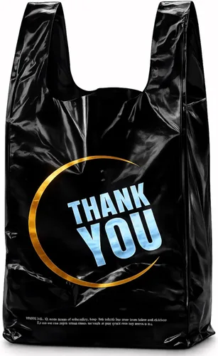 Miniatura 8 de YoYoRain 1000 bolsas de agradecimiento, bolsas tipo camiseta, bolsas de plástico blancas (500 unidades), bolsas de plástico negras (500 unidades)