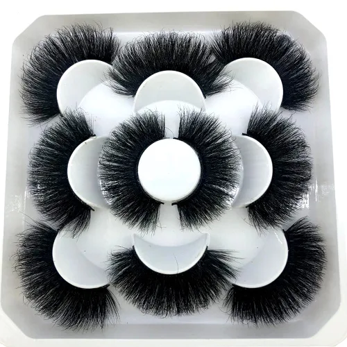 Miniatura 50 de 5 pares de pestañas postizas de visón 3D de 0.98 pulgadas a granel, con caja personalizada, pestañas postizas naturales finas al por mayor (ML-07)