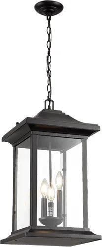 Miniatura 8 de Lámpara colgante para exteriores, 3 luces colgantes para exteriores, lámpara colgante extra grande para exteriores con vidrio transparente