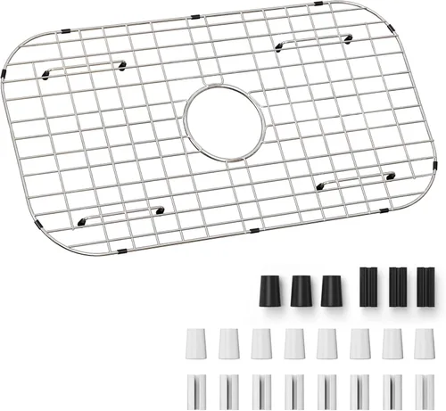 Miniatura 14 de Rejilla de fregadero de acero inoxidable y protectores para la parte inferior del fregadero de cocina, protector de fregadero de 24 x 12 pulgadas