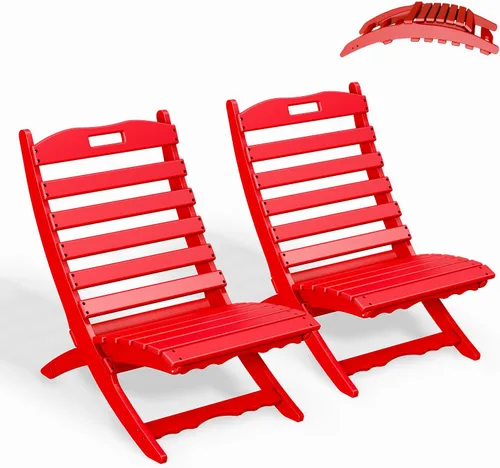 Miniatura 29 de GREENVINES Silla plegable Xavier Wave Sillas Adirondack portátiles Plástico HDPE Silla para fogata para todo tipo de clima Negro