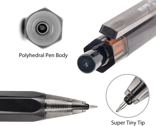 Miniatura 2 de AIHAO Bolígrafos de gel de tinta negra de punta fina de 0.020 in, bolígrafos de oficina de escritura suave en blanco y negro, 12