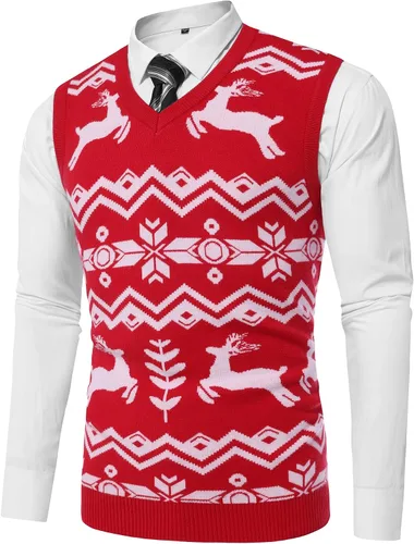 Miniatura 28 de Amussiar Suéter casual para hombre, chaleco con cuello en V, ajustado, sin mangas, suéter de punto