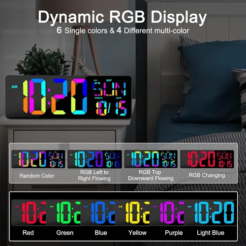 Miniatura 2 de XREXS Reloj de pared digital grande con control remoto, pantalla LED grande de 17 pulgadas, temporizador de conteo ascendente y descendente, reloj