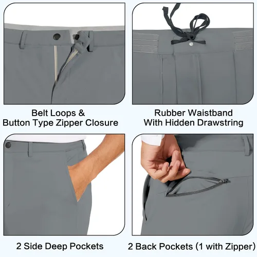 Miniatura 3 de JIM LEAGUE Pantalones deportivos de golf para hombre, con trabillas para cinturón, ajustados, elásticos, para trabajo, viajes, casual, corte cónico