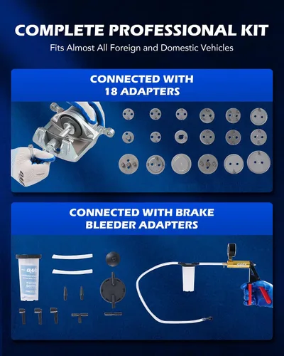Miniatura 3 de Orion Motor Tech Herramienta de compresión de pinza de freno 2 en 1 y kit de purga de freno, bomba de vacío de mano, herramienta de servicio