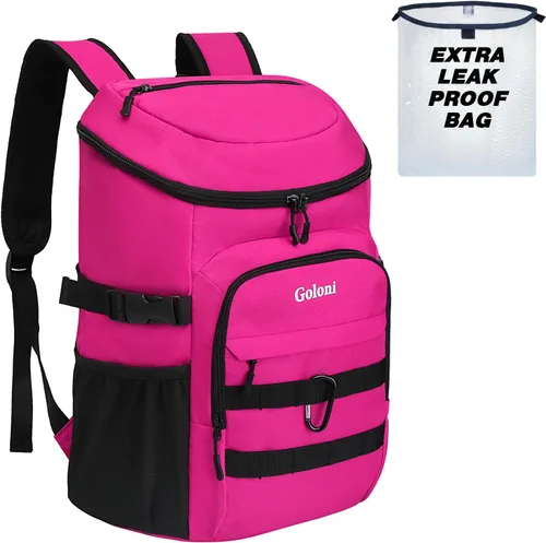 Mochila térmica con aislamiento, a prueba de fugas, pequeña mochila térmica suave para hombres y mujeres, para campamentos, viajes, playa, Rosa