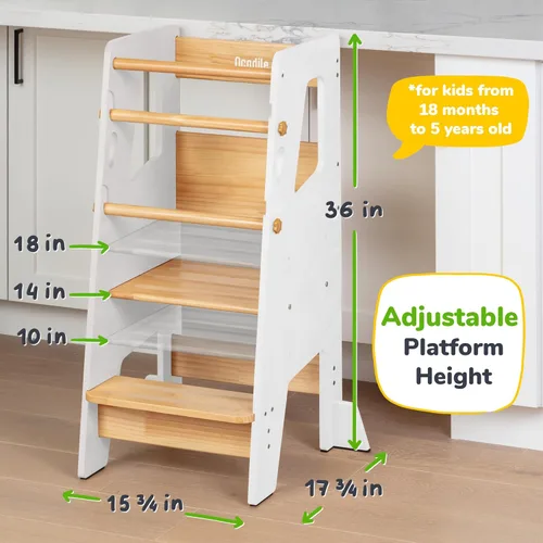 Miniatura 5 de OCODILE Torre de Pie para Niños Pequeños - Taburete Ayudante de Cocina con Altura Ajustable para Niños Pequeños - Taburete de Cocina Ideal para 2