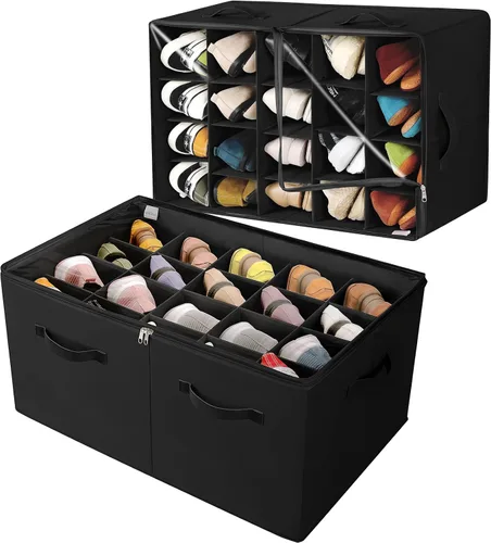 Miniatura 9 de TOPIA HOME Organizador de zapatos para armario, caja de zapatos plegable con divisores ajustables y cubierta transparente, organizador