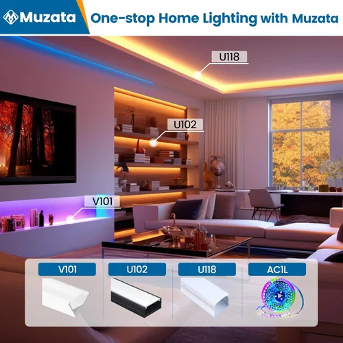 Miniatura 6 de Muzata Paquete de 20 canales LED de aluminio negro con cubierta blanca lechosa U102 BW 1M
