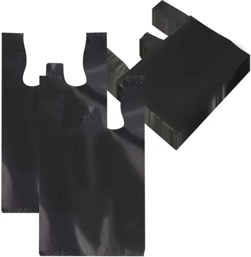 Miniatura 13 de ROYALNA 100 unidades, bolsas de plástico para compras de playera blancas (12" x 6.5" x 21"), reutilizables y desechables para restaurantes, tiendas