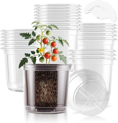 Miniatura 12 de SupKing Macetas transparentes de 4 pulgadas para vivero, 8 paquetes de plástico duradero, macetas pequeñas de orquídeas con agujeros de drenaje