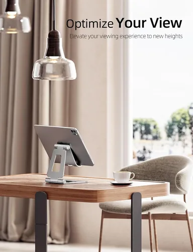 Miniatura 6 de Nulaxy Soporte plegable doble de aluminio para iPad, soporte para tableta de escritorio totalmente ajustable, accesorios para tableta de oficina
