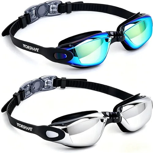 Miniatura 22 de Gafas de natación: paquete de 2 gafas de natación antivaho, sin fugas, protección UV, para adultos, hombres, mujeres, jóvenes Azul & blanco