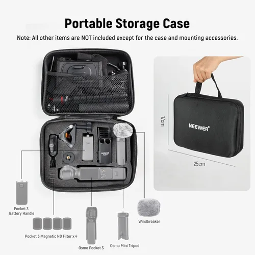 Miniatura 6 de NEEWER Basics Kit de Accesorios 16 en 1 Compatible con DJI OSMO Pocket 3, Mini Trípode, Varilla Selfie, Correa de Pecho, Montura Magnética
