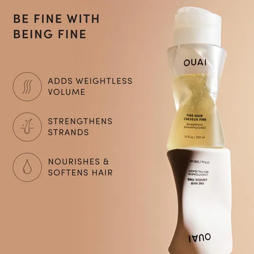 Miniatura 3 de OUAI Juego de champú y acondicionador para cabello fino, tamaño de viaje, champú y acondicionador voluminizador, con queratina fortalecedora