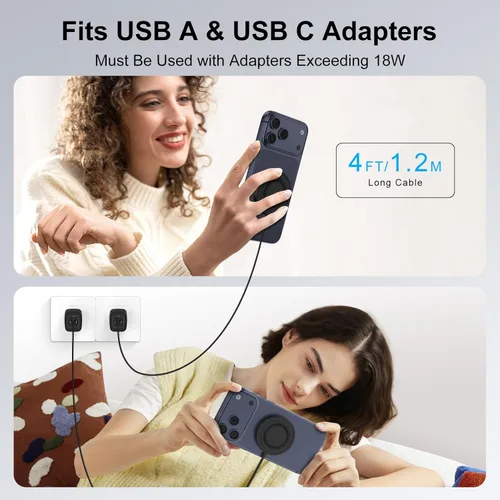 Miniatura 3 de Cargador inalámbrico magnético para iPhone 17e Mag-Safe, 2 unidades, cargador inalámbrico magnético de 15 W, almohadilla de carga rápida para iPhone