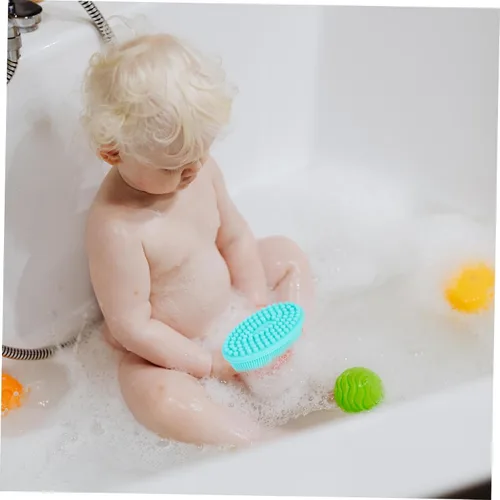 Miniatura 6 de Cepillo exfoliante de baño de doble cara, masajeador de cuero cabelludo, suave y suave para niño y niña, promueve el desarrollo sensorial