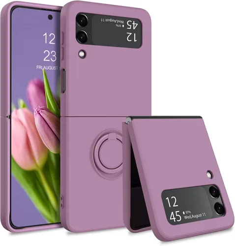 Miniatura 11 de GaoBao Funda protectora para Samsung Galaxy Z Flip 3 5G, Galaxy Z Flip 3 5G de 6.7 pulgadas, silicona líquida de gel suave, a prueba de golpes, Negro