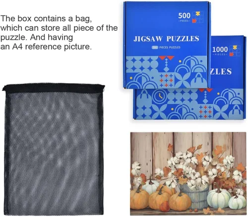 Miniatura 7 de Pumpkin Fall Jigsaw Puzzles 500 Pieces for Adults with Mesh Storage Bag 2011748