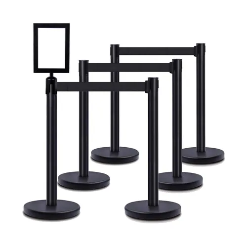 Miniatura 12 de Apex VIP Series soportes de durabilidad estándar, tela negra, cinta retráctil (juego de 2 unidades) 36 pulgadas H con 6.5 pies de cinta negra