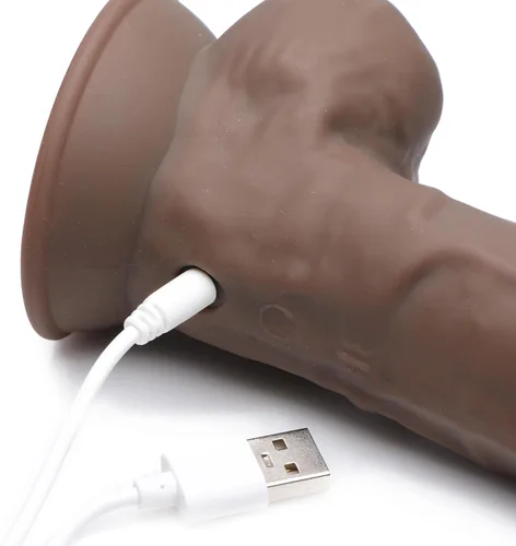 Miniatura 5 de Consolador vibrador de silicona hipoalergénica Silexpan de 9 pulgadas - Oscuro
