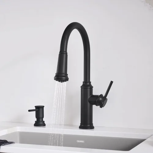 Miniatura 5 de Empressa - Grifo de cocina desplegable (1.5 GPM, color negro mate)