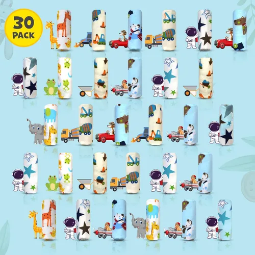 Miniatura 2 de Paño para bebé, paquete de 30 paños de franela para recién nacidos, 100% algodón, diseños divertidos y coloridos, reutilizables, lavables, juego
