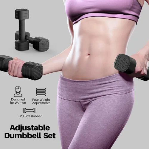 Miniatura 2 de Zempox Adjustable Dumbbell Set, 4 in 1 Free Weight Dumbbell Set for Women, Hand Weight for Women at Home, Each 2lb 3lb 4lb 5lb with TPU Soft Rubber