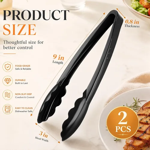 Miniatura 2 de Tessco for you 2 pinzas de plástico para servir a granel, pinzas desechables de plástico de 9 pulgadas, pinzas de ensalada resistentes para cocina
