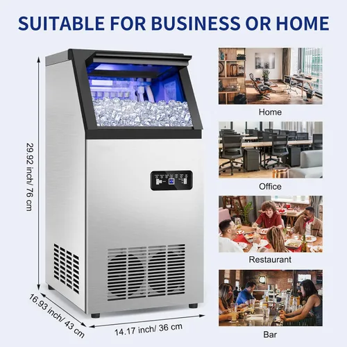 Miniatura 7 de Máquina comercial para hacer hielo de 120 libras/24 horas con capacidad de hielo de 35 libras, 45 cubos de hielo transparentes listos en 11-20
