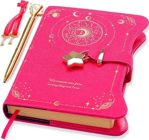 Miniatura 13 de Hoci Poci Agenda con candado y llaves para niñas, ideas de regalo para niñas, diario de 360 páginas con bordes dorados para mujeres, cuaderno