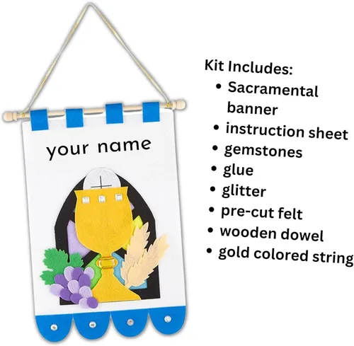 Miniatura 4 de Needzo Kit de pancarta de la primera comunión, marco de espuma y cruz, manualidades católicas para niñas y niños, 3 piezas incluidas