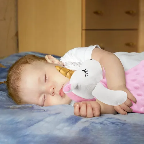 Miniatura 2 de Pro Goleem Unicorn Loveys - Manta de seguridad rosa de felpa suave para niñas, juguete de peluche para bebés, regalos para recién nacidos, bebés