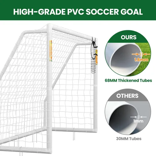 Miniatura 4 de NAIZEA Soccer Goal - 12x6/10x6/8x6/6x4FT Soccer Goals for Backyard, Portable & Weatherproof HPVC Soccers Goal w/Soccer Net Durable Post for Adults &