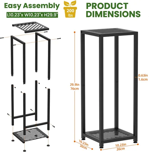 Miniatura 4 de TOSKING Soporte alto para plantas para interiores – Estante de metal moderno de 2 niveles, altura de 30 pulgadas y capacidad de 200 libras