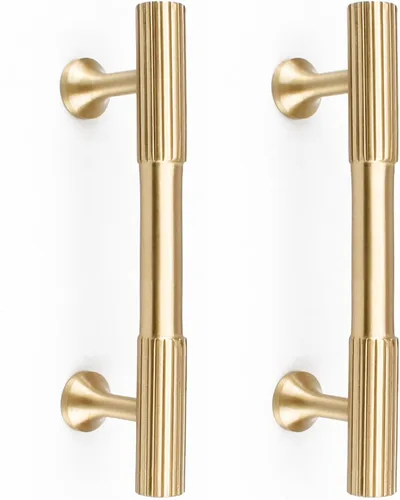 RZDEAL - 4 tiradores dorados de gabinete de latón macizo, centros de agujeros de 3 pulgadas, para manijas de gabinete de cocina, cajón, baño, de