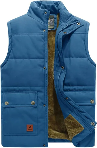 Miniatura 25 de Chaleco acolchado de invierno cálido para hombre, con forro polar grueso, sin mangas, chaqueta sin mangas