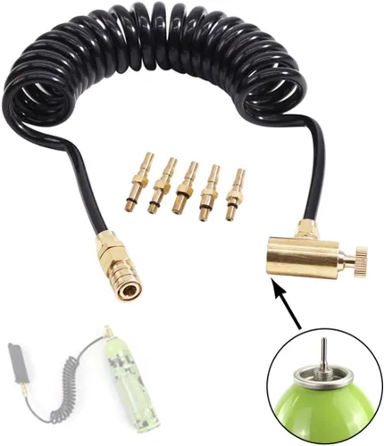 Miniatura 3 de Manguera de bobina remota universal Paintball Sistemas de llenado y carga de CO2 con adaptador de Airsoft para botes de botellas de gas verdes