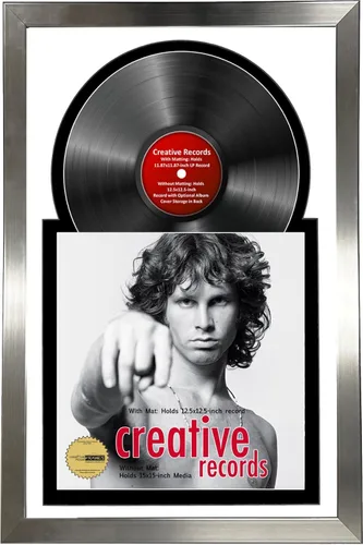 Miniatura 8 de Creative Picture Frames Marco para discos de Jukebox de 16 x 24 pulgadas con acabado de acero inoxidable de 12 pulgadas con doble paspartú blanco