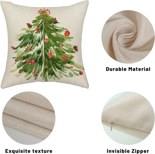 Miniatura 7 de AGAYNA Juego de 2 fundas de almohada decorativas con diseño de acuarela verde salvia para árbol de Navidad de 16 x 16 pulgadas, para sofá, invierno