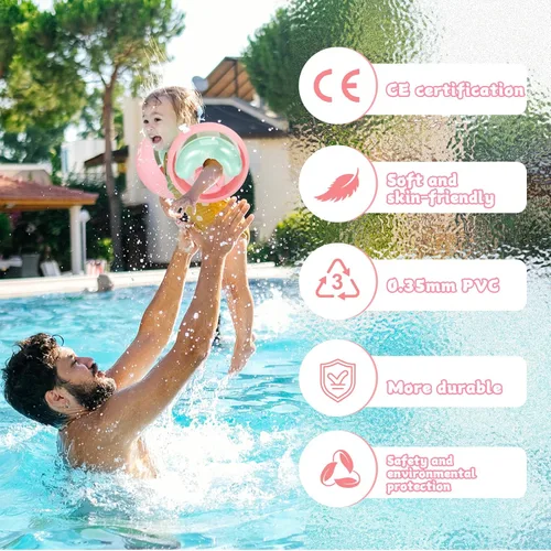 Miniatura 5 de WYRIAZA Flotadores de brazo para niños de 1 a 6 años, flotadores de brazo para piscina de 13 a 44 libras, flotadores inflables para bebés