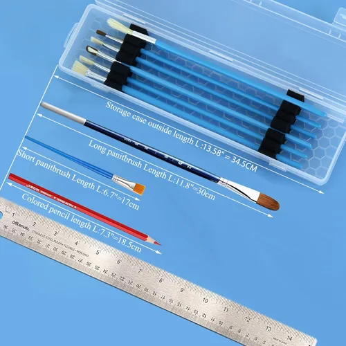 Miniatura 3 de Caja Portapinceles para Artista PaintBrush, Portátil de Plástico Duro Transparente, Pequeño Estuche de Viaje para Pinceles de Acuarela con Insertos