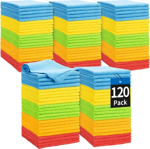 Miniatura 13 de Toallas de microfibra para automóviles, paquete de 24 paños de limpieza de microfibra, toallas de limpieza de 11.5 x 11.5 pulgadas, absorbentes a