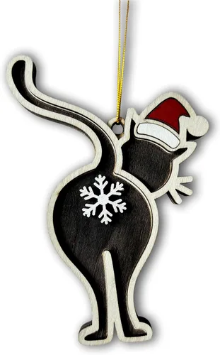 Miniatura 18 de Adorno de Madera Best Cat Dad Ever - Único para Amantes de Gatitos - Decoración Navideña en Forma de Corazón de Gato y Papá Chocando Puños - Adorno