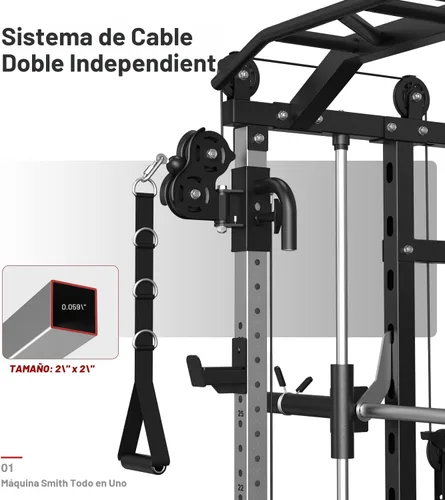Miniatura 6 de DONOW Smith - Máquina con pilas de pesas, sistema de gimnasio en casa multifunción, jaula de potencia, estante para sentadillas, máquina cruzada
