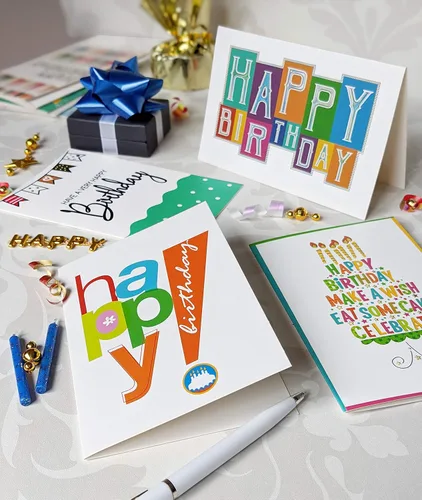Miniatura 2 de 120 tarjetas de feliz cumpleaños para oficina, negocios y uso personal con mensaje genérico corto en el interior, notas de felicitación surtidas a
