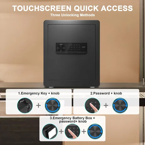 Miniatura 4 de Caja fuerte, caja fuerte para el hogar con bolsa ignífuga e impermeable Caja Fuerte Para Dinero caja de seguridad para dinero para efectivo