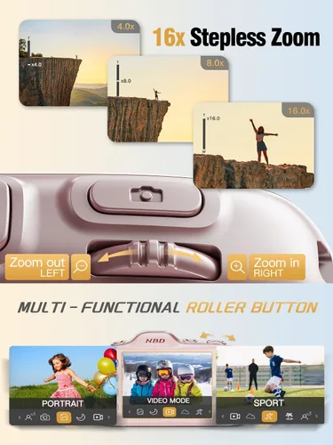 Miniatura 4 de NBD Cámaras digitales de 64 MP para fotografía, cámara de punto y disparo 4K, cámaras de viaje compactas con zoom 16X, cámara